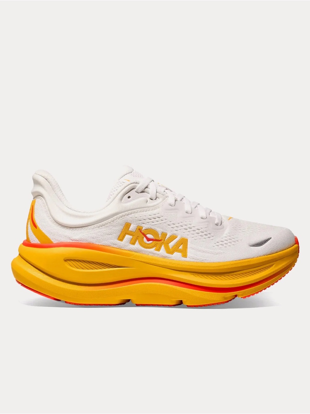 Hoka | Women's White ‘Frost’ Yellow ‘Sunflower’ Bondi 9 Running Shoes Size 7.5B